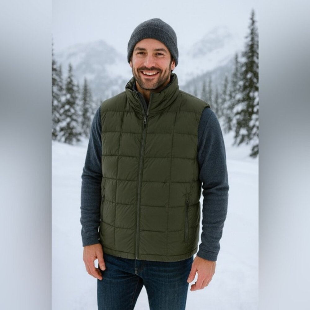 Eddie Bauer Men's Quest Fleece Vest in a green color medium EUC